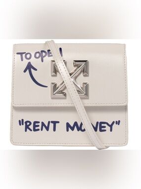 OFF-WHITE 0.7 Jitney Quote Bag
"RENT MONEY" White